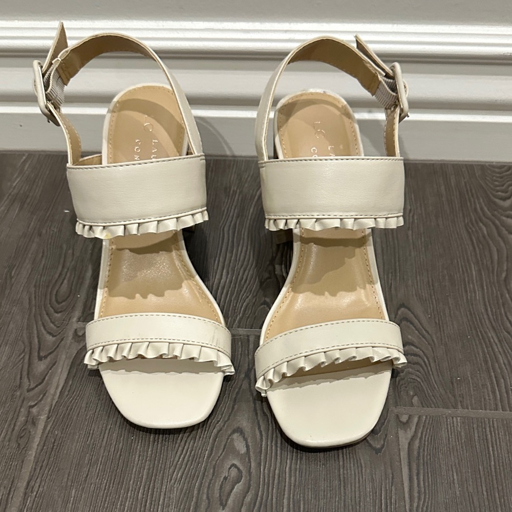 LC Lauren Conrad Cream Ruffle Sandals